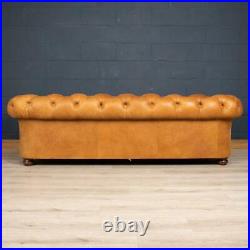 LARGE LATE 20thC 3 SEATER CHESTERFIELD LEATHER SOFA WITH BUTTON DOWN SEAT