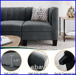 LY Upgraded Convertible Sectional Sofa Couch, 3 Seat L Shaped Sofa with (Black)