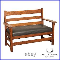 L. & J. G. Stickley Antique Mission Oak and Leather Settee