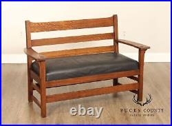 L. & J. G. Stickley Antique Mission Oak and Leather Settee