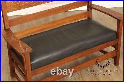 L. & J. G. Stickley Antique Mission Oak and Leather Settee