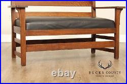 L. & J. G. Stickley Antique Mission Oak and Leather Settee