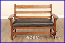 L. & J. G. Stickley Antique Mission Oak and Leather Settee