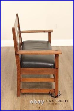 L. & J. G. Stickley Antique Mission Oak and Leather Settee