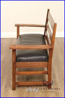 L. & J. G. Stickley Antique Mission Oak and Leather Settee