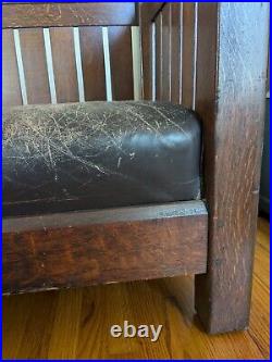 L & J. G Stickley oak signed arts and crafts even arm settle couch (#281) c1910