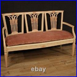Lacquered sofa painted furniture antique Louis XVI style straw 20th century 900