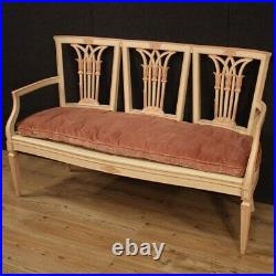 Lacquered sofa painted furniture antique Louis XVI style straw 20th century 900