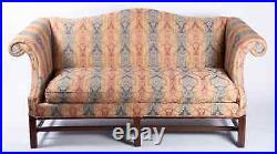 Lammert's Furniture Mahogany Chippendale Style Sofa Settee Striped Damask Fabric