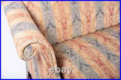 Lammert's Furniture Mahogany Chippendale Style Sofa Settee Striped Damask Fabric