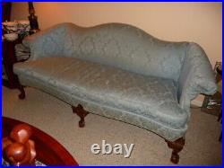 Large 81 Chippendale Williamsburg Mahogany SOFA COUCH silk Damask Stickley