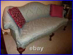 Large 81 Chippendale Williamsburg Mahogany SOFA COUCH silk Damask Stickley