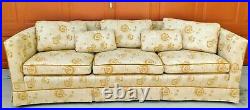 Large Antique/Vtg Drexel Heritage Ivory Gold Upholstered Living Room Couch Sofa