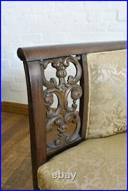 Large Antique style carved bow back sofa settee