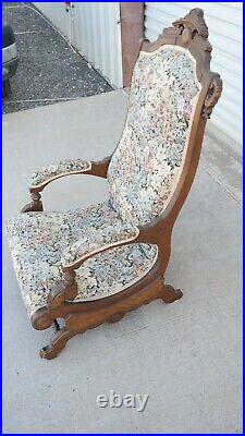 Late 1800's Eastwood Rocking CHAIR High Back Walnut Victorian LOCAL PICKUP AZ