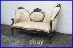Late 1800s Victorian Carved Solid Rosewood Large Settee Loveseat 5469