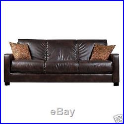 Leather Futon Sofa Convertible Sleeper Couch Living Family Bed Room Furniture