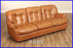 Leathercraft Vintage Tufted Tan Leather Upholstered Sofa