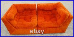 Les Brown 1970s 2 Piece Rust Orange Sectional Sofa Couch Love Seat