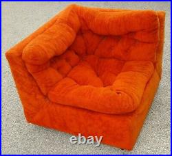 Les Brown 1970s 2 Piece Rust Orange Sectional Sofa Couch Love Seat