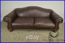 Lillian August Brown Leather Sofa with Down Filled Cushions