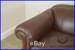 Lillian August Brown Leather Sofa with Down Filled Cushions