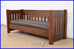 Limbert Antique Mission Oak Arts and Crafts Settle Sofa, Newly Restored