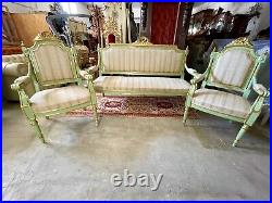 Living Room Set Teal Light & Gold Antique Style Louis XVI France End'800