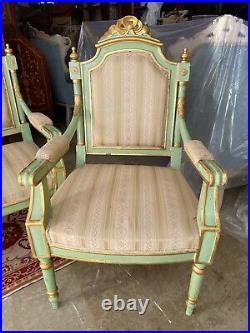 Living Room Set Teal Light & Gold Antique Style Louis XVI France End'800