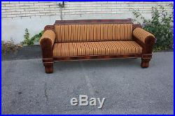 Long Empire Mahogany Newly Upholstered Sofa, Couch