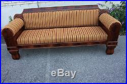 Long Empire Mahogany Newly Upholstered Sofa, Couch