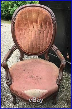 Lot Of Antique Victorian Furniture Chairs, Sofa And More