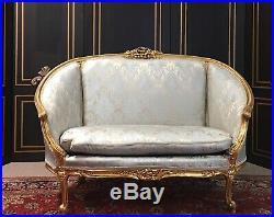 Louis VX Settee Ornate And Gold Leaf