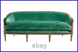 Louis XVI Style Green Velvet Sofa