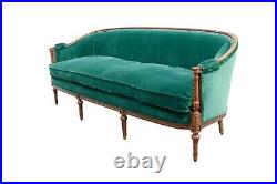 Louis XVI Style Green Velvet Sofa