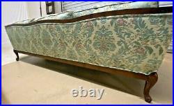 Louis XV-Style Carved Walnut Sofa, Three Seat 7 ft long, Back 27 Excellent