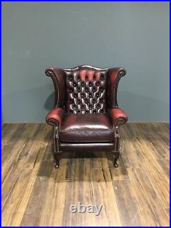 Lovely Twice Loved Leather Chesterfield Chair Rich Deep wine