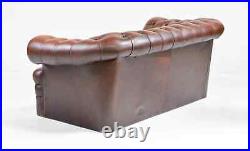 Loveseat / Sofa, Chesterfield, British Brown Leather, Two Seater, NailHead Trim