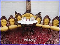 Luxurious Victorian J H Belter Fountain Elms Laminated Rosewood Parlor Set