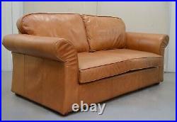 Luxury Laura Ashley Golden Tan Leather 2 Seater Sofa Bed/ Armchair Available