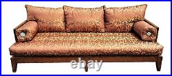 MARGE CARSON Asian Chinoiserie Brocade Sofa with Ottoman