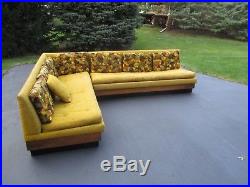 MCM Autumn Colored 60's L-Shaped Tweed Upholstered 2-pc. Sofa Set. GC-Priced Low