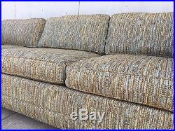 MID Century Modern Tuxedo Sofa Couch Blue Green Variegated 60s 70s 8' Xlnt