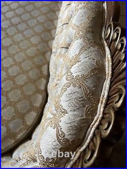 MOVING SALE Antique Victorian Sofa Gold Cream French Country Photography Wedding