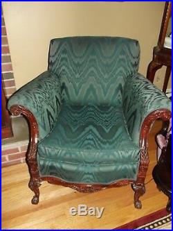 Mahogany Chippendale Mid-1900's Camelback Style Claw & Ball Sofa & Chair Reduced