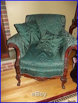 Mahogany Chippendale Mid-1900's Camelback Style Claw & Ball Sofa & Chair Reduced