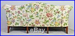 Mahogany Chippendale Style Camel Back Sofa Floral Fabric Williamsburg Style