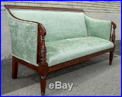 Mahogany English Loveseat Antique 19th Century Newly Upholstered & Restored