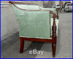 Mahogany English Loveseat Antique 19th Century Newly Upholstered & Restored