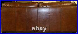 Maisons Du Monde Saddle Leather Three Seater Sofa On Track Arms & Wooden Feet